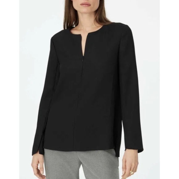 Club Monaco Bramah Zip-Front Black Top - Size Medium - Picture 1 of 9